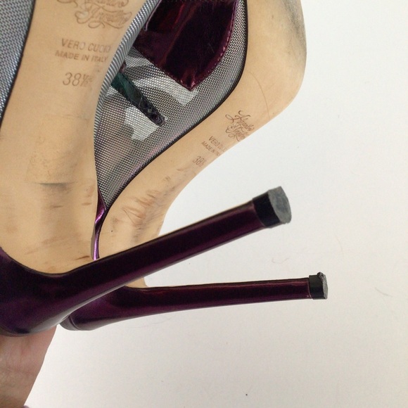 ALEJANDRO INGELMO METALLIC MESH SNAKESKIN  HIGH HEEL SLIDES SIZE 38.5/8.5 - Picture 13 of 15